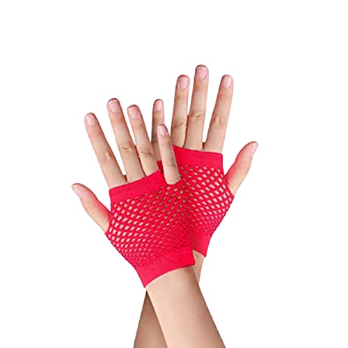 SamHeng netzhandschuhe, 1 Paar Gelb Kurze Netzhandschuhe, durchbohrte fingerlose Nylon-Netz Handschuhe, funky Retro, elegant, dehnbar, Opernabend, Party, 1920er-Jahre-Handschuhe von SamHeng