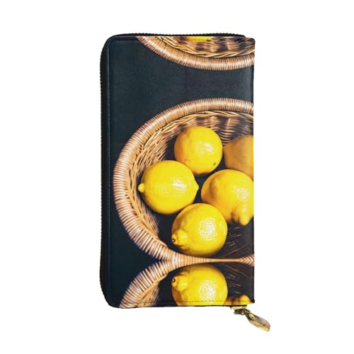 Basket Lemons Print Leder Lange Clutch-Geldbörse - Modische personalisierte Geldbörse, mehrere Kartenfächer, Geschenk bereit, Schwarz, Einheitsgröße, Schwarz, One Size Basket Lemons Print Leder Lange Clutch-Geldbörse - Modische personalisierte Geldbörse, mehrere Kartenfächer, Geschenk bereit, Schwarz, Einheitsgröße, Schwarz, One Size von SamLng