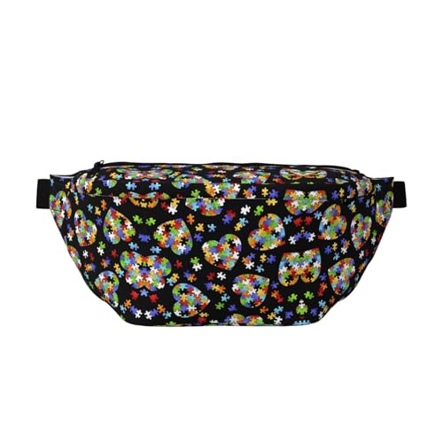 Bauchtasche mit Herzmotiv für Autismus-Bewusstsein, vielseitige Schultertasche für Damen und Herren, mit Reißverschlusstaschen, ideal für Reisen, Laufen, Schwarz, Einheitsgröße Bauchtasche mit Herzmotiv für Autismus-Bewusstsein, vielseitige Schultertasche für Damen und Herren, mit Reißverschlusstaschen, ideal für Reisen, Laufen, Schwarz, Einheitsgröße von SamLng