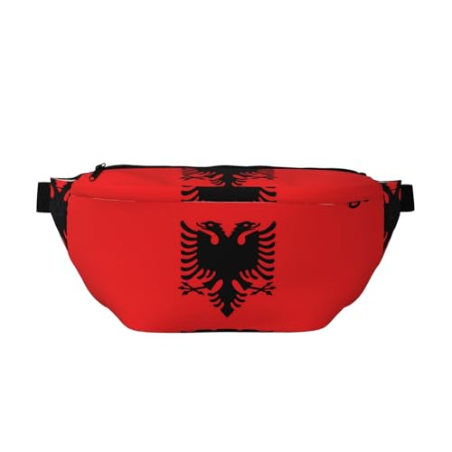 Bauchtasche mit albanischer Flagge, vielseitige Schultertasche für Damen und Herren, mit Reißverschlusstaschen, ideal für Reisen, Laufen, Schwarz, Einheitsgröße Bauchtasche mit albanischer Flagge, vielseitige Schultertasche für Damen und Herren, mit Reißverschlusstaschen, ideal für Reisen, Laufen, Schwarz, Einheitsgröße von SamLng