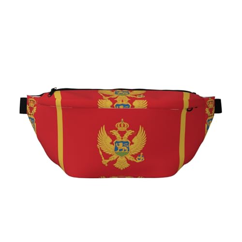 Bauchtasche mit montenegrinischer Flagge, vielseitige Schultertasche für Damen und Herren, mit Reißverschlusstaschen, ideal für Reisen, Laufen, Schwarz, Einheitsgröße Bauchtasche mit montenegrinischer Flagge, vielseitige Schultertasche für Damen und Herren, mit Reißverschlusstaschen, ideal für Reisen, Laufen, Schwarz, Einheitsgröße von SamLng