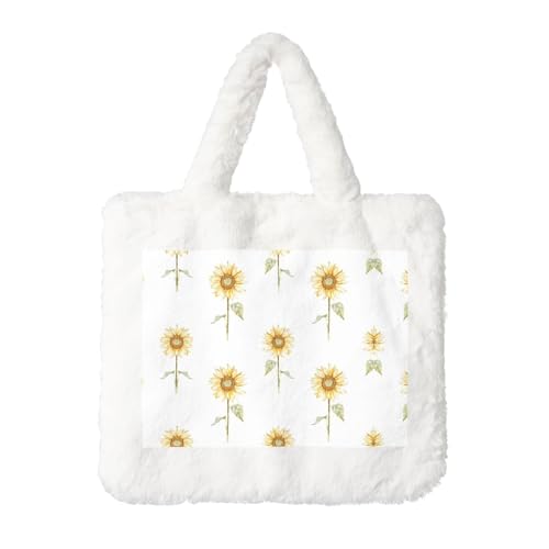 Blossoming Sunflowe Plüsch-Handtasche für Damen – große Münztasche, Geldbörse und Klettverschluss-Zubehör – perfektes Geschenk für Frauen, weiß, Einheitsgröße Blossoming Sunflowe Plüsch-Handtasche für Damen – große Münztasche, Geldbörse und Klettverschluss-Zubehör – perfektes Geschenk für Frauen, weiß, Einheitsgröße von SamLng