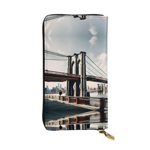 Brooklyn Bridge s Print Leder Lange Clutch Geldbörse für Damen - Mode und Leicht Wasserdicht Leder Geldbörse Schwarz Einheitsgröße, Schwarz , Einheitsgröße von SamLng
