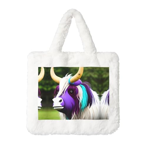 Bunte Kuhkopf-Plüsch-Handtasche für Damen – perfekt für Schlüssel, Lippenstift und mehr – ideales Geschenk für Weihnachten, Valentinstag von SamLng