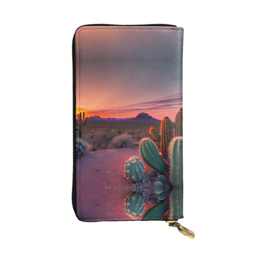 Cactus Desert Sunset Print Leder Lange Clutch Geldbörse für Frauen - Mode und Leicht Wasserdicht Leder Geldbörse Schwarz Einheitsgröße, Schwarz , Einheitsgröße von SamLng