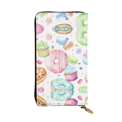 Cupcakes Donuts Muffins Sugar Print Leder Lange Clutch Geldbörse - Modische personalisierte Geldbörse, mehrere Kartenfächer, Geschenk bereit, Schwarz, Einheitsgröße, Schwarz, One Size von SamLng