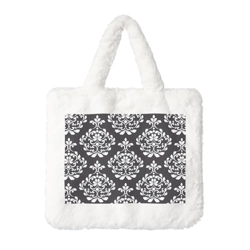 Damastmuster Plüsch Handtasche für Frauen - Perfekt für Schlüssel, Lippenstift und mehr - Ideales Geschenk für Weihnachten, Valentinstag von SamLng