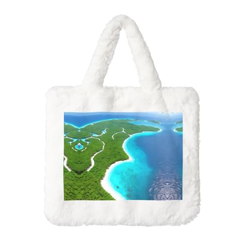 Eine Insel im Ozean Plüsch-Handtasche für Frauen – perfekt für Schlüssel, Lippenstift und mehr – ideales Geschenk für Weihnachten, Valentinstag von SamLng