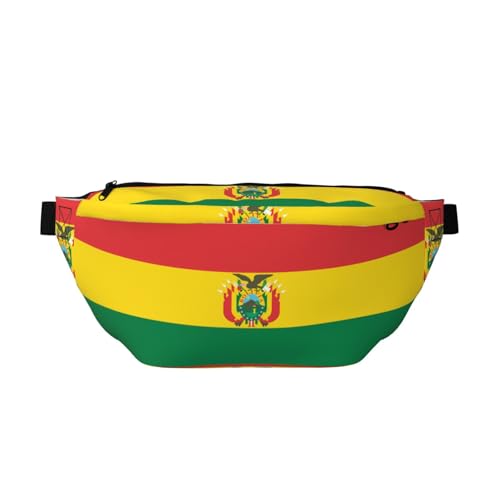 Flag of Bolivia Bauchtasche Crossbody Bag - Vielseitige Schultertasche für Damen und Herren mit Reißverschlusstaschen, ideal für Reisen, Laufen, Schwarz, Einheitsgröße Flag of Bolivia Bauchtasche Crossbody Bag - Vielseitige Schultertasche für Damen und Herren mit Reißverschlusstaschen, ideal für Reisen, Laufen, Schwarz, Einheitsgröße von SamLng