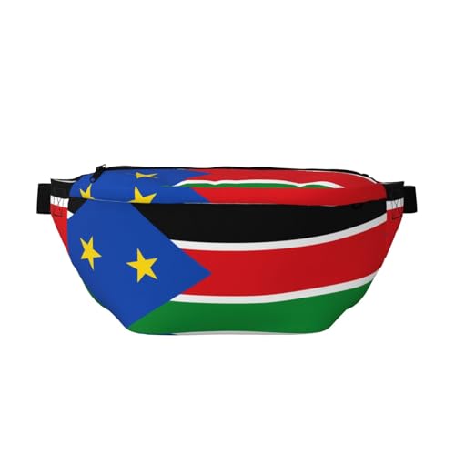 Flag of South Sudan Bauchtasche Crossbody Bag - Vielseitige Schultertasche für Damen und Herren mit Reißverschlusstaschen, ideal für Reisen, Laufen, Schwarz, Einheitsgröße Flag of South Sudan Bauchtasche Crossbody Bag - Vielseitige Schultertasche für Damen und Herren mit Reißverschlusstaschen, ideal für Reisen, Laufen, Schwarz, Einheitsgröße von SamLng