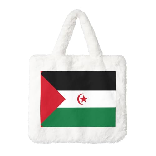 Flagge der Westsahara Plüsch Handtasche - Perfekt für Herbst & Winter, Ideal als Münzbeutel Ideales Geschenk für Weihnachten und Valentinstag, Weiß, Einheitsgröße von SamLng