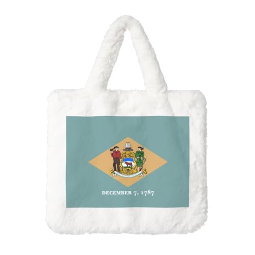 Flagge von Delaware Plüsch-Handtasche – perfekt für Herbst & Winter, ideal als Münzbeutel, ideales Geschenk für Weihnachten und Valentinstag von SamLng