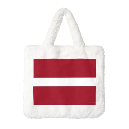 Flagge von Lettland Plüsch Handtasche - Perfekt für Herbst & Winter, Ideal als Münzbeutel Ideales Geschenk für Weihnachten und Valentinstag, Weiß, Einheitsgröße von SamLng