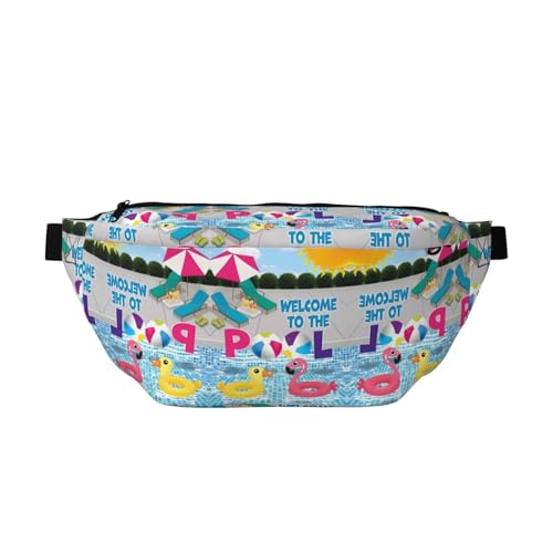 Flamingo und Schwimmbad Bauchtasche Crossbody Bag - Vielseitige Schultertasche für Damen und Herren mit Reißverschlusstaschen, ideal für Reisen, Laufen, Schwarz, Einheitsgröße Flamingo und Schwimmbad Bauchtasche Crossbody Bag - Vielseitige Schultertasche für Damen und Herren mit Reißverschlusstaschen, ideal für Reisen, Laufen, Schwarz, Einheitsgröße von SamLng