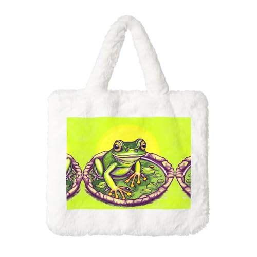 Frosch im Teich Plüsch-Handtasche für Damen – perfekt für Schlüssel, Lippenstift und mehr – ideales Geschenk für Weihnachten, Valentinstag von SamLng