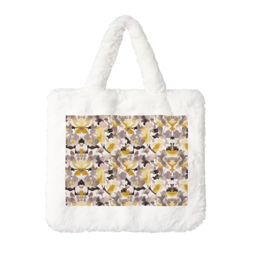 Gelbe graue Plüsch-Handtasche für Damen – perfekt für Schlüssel, Lippenstift und mehr – ideales Geschenk für Weihnachten, Valentinstag von SamLng