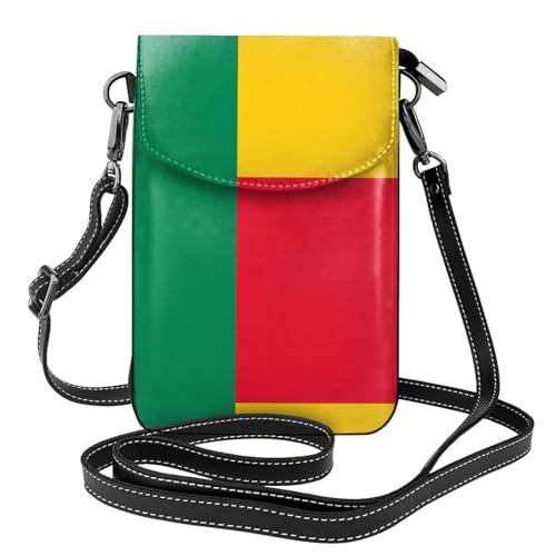 Geräumige Handy-Geldbörse mit Flagge von Benin, vielseitig, klein, mit verstellbarem Lederriemen von SamLng