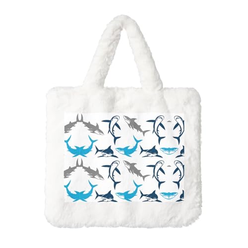 Haie Plüsch Handtasche für Damen - Große Münztasche, Geldbörse und Klettverschluss-Zubehör - Perfektes Geschenk für Frauen, weiß, Einheitsgröße Haie Plüsch Handtasche für Damen - Große Münztasche, Geldbörse und Klettverschluss-Zubehör - Perfektes Geschenk für Frauen, weiß, Einheitsgröße von SamLng