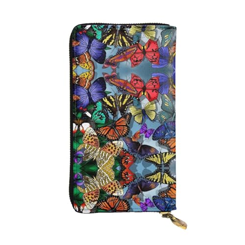 Handgezeichnete farbige Geldbörse aus Leder mit Schmetterlingsdruck, lange Clutch-Geldbörse, modische personalisierte Geldbörse, mehrere Kartenfächer, bereit als Geschenk, Schwarz, Einheitsgröße Handgezeichnete farbige Geldbörse aus Leder mit Schmetterlingsdruck, lange Clutch-Geldbörse, modische personalisierte Geldbörse, mehrere Kartenfächer, bereit als Geschenk, Schwarz, Einheitsgröße von SamLng