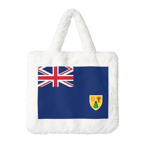Handtasche mit Flagge der Turks- und Caicosinseln, Plüsch-Handtasche – perfekt für Herbst & Winter, ideal als Münzbeutel, ideales Geschenk für Weihnachten und Valentinstag von SamLng