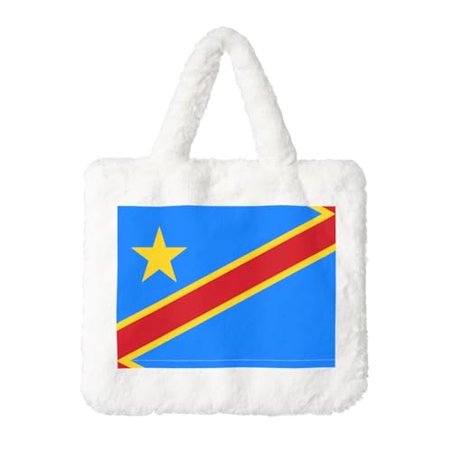 Handtasche mit Flagge des Kongo aus Plüsch – perfekt für Herbst & Winter, ideal als Münzbeutel, ideales Geschenk für Weihnachten und Valentinstag von SamLng