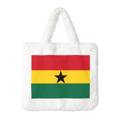 Handtasche mit Flagge von Ghana, Plüsch, perfekt für Herbst und Winter, ideal als Münzbeutel, ideales Geschenk für Weihnachten und Valentinstag von SamLng