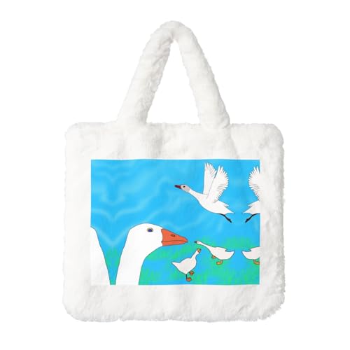 Happy White Goose Plüsch-Handtasche für Damen, perfekt für Schlüssel, Lippenstift und mehr, ideales Geschenk für Weihnachten, Valentinstag von SamLng