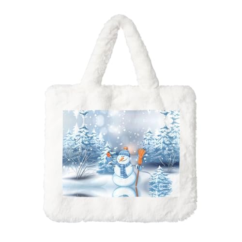 Harte Schneemann-Plüsch-Handtasche für Frauen – perfekt für Schlüssel, Lippenstift und mehr – ideales Geschenk für Weihnachten, Valentinstag von SamLng