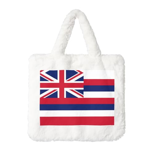 Hawaii Flag Plüsch Handtasche - Perfekt für Herbst & Winter, Ideal als Münzbeutel, Ideales Geschenk für Weihnachten und Valentinstag, Weiß, Einheitsgröße von SamLng
