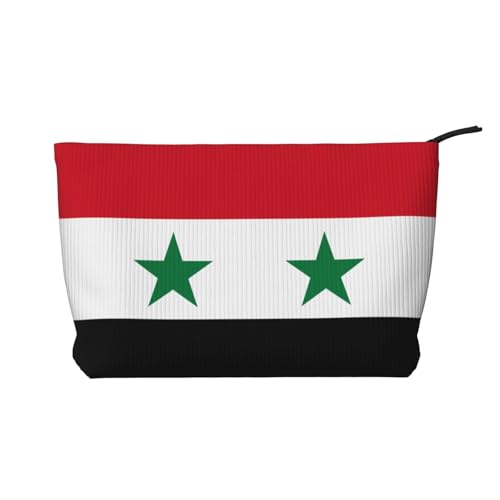 Kord Make-up-Tasche mit Flagge der Arabischen Republik Syrien – Kosmetik- und Kulturbeutel mit Reißverschluss – praktische Tasche für Damen-Make-up, Schwarz, Einheitsgröße von SamLng