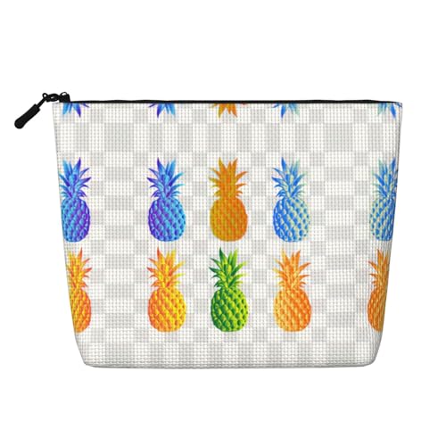 Kulturbeutel aus künstlichem Hanf, Motiv: bunte Ananas, wiederverwendbar, Kosmetikzubehör, Kulturbeutel für Damen, vielseitig einsetzbar, Schwarz , Einheitsgröße Kulturbeutel aus künstlichem Hanf, Motiv: bunte Ananas, wiederverwendbar, Kosmetikzubehör, Kulturbeutel für Damen, vielseitig einsetzbar, Schwarz , Einheitsgröße von SamLng