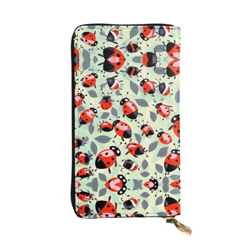 Ladybugs Cartoon Muster Print Leder Lange Clutch Geldbörse - Modische personalisierte Geldbörse, mehrere Kartenfächer, Geschenk bereit, Schwarz, Einheitsgröße von SamLng