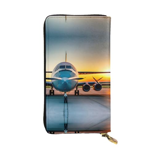 Lange Clutch-Geldbörse aus Leder mit Flugzeug-Motiv bei Sonnenuntergängen – modische, personalisierte Geldbörse, mehrere Kartenfächer, Geschenk bereit, Schwarz, Einheitsgröße Lange Clutch-Geldbörse aus Leder mit Flugzeug-Motiv bei Sonnenuntergängen – modische, personalisierte Geldbörse, mehrere Kartenfächer, Geschenk bereit, Schwarz, Einheitsgröße von SamLng