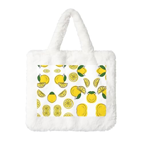 Lemon Fruit Pattern Plush Handbag for Ladies - Large Coin Pouch, Wallet Purse and Velcro Accessory - Perfect Gift for Women, weiß, Einheitsgröße von SamLng