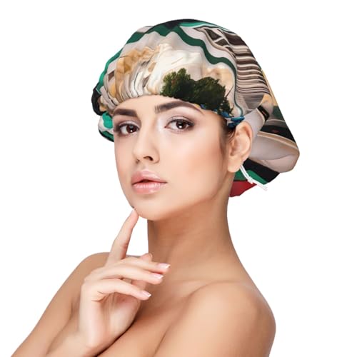 Lisbon Tram Muster Erwachsene Satin Schlafmütze - Damen Elastische Schlafhaube Verstellbare Übernachtung Haarabdeckung für Frisuren Schwarz Schwarz One Size Schwarz One Size Schwarz One Size von SamLng