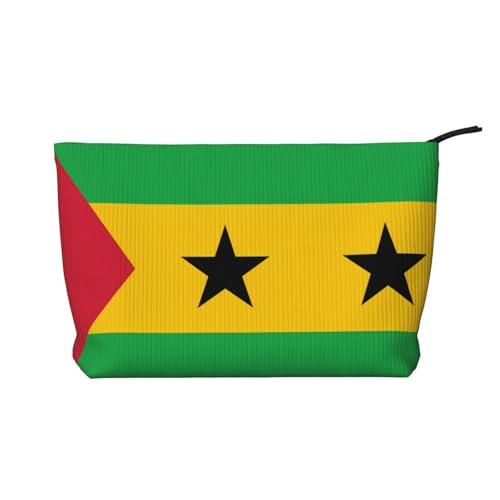 Make-up-Tasche aus Cord mit Flagge von Sao Tome und Principe – Kosmetik- und Kulturbeutel mit Reißverschluss – praktische Tasche für Damen-Make-up von SamLng
