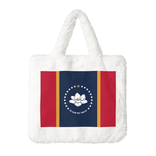 Mississippi Plüsch-Handtasche mit Staatsflagge, perfekt für Herbst und Winter, ideal als Münztasche, ideales Geschenk für Weihnachten und Valentinstag von SamLng