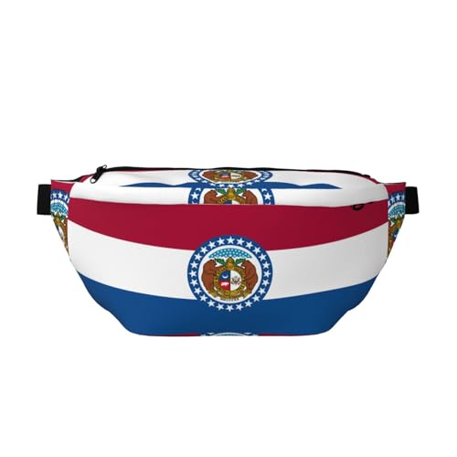 Missouri Bundesstaatsflagge Bauchtasche Crossbody Bag - Vielseitige Schultertasche für Damen und Herren mit Reißverschlusstaschen, ideal für Reisen, Laufen, Schwarz, Einheitsgröße Missouri Bundesstaatsflagge Bauchtasche Crossbody Bag - Vielseitige Schultertasche für Damen und Herren mit Reißverschlusstaschen, ideal für Reisen, Laufen, Schwarz, Einheitsgröße von SamLng