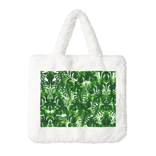 Monstera Deliciosa Bananenpalme Plüsch Handtasche für Damen - Große Münztasche, Geldbörse und Klettverschluss-Zubehör - Perfektes Geschenk für Frauen, weiß, Einheitsgröße Monstera Deliciosa Bananenpalme Plüsch Handtasche für Damen - Große Münztasche, Geldbörse und Klettverschluss-Zubehör - Perfektes Geschenk für Frauen, weiß, Einheitsgröße von SamLng