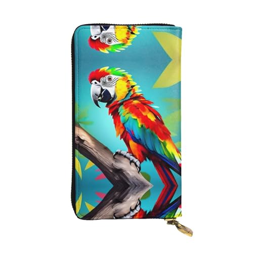 Parrots On Tree Print Leder Lange Clutch Geldbörse - Modische personalisierte Geldbörse, mehrere Kartenfächer, Geschenk bereit, Schwarz, Einheitsgröße, Schwarz , Einheitsgröße von SamLng