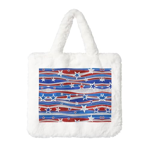 Patriotic Stars Strips Independence Day Plüsch-Handtasche für Damen – Große Münztasche, Geldbörse und Klettverschluss-Accessoire – perfektes Geschenk für Frauen, weiß, Einheitsgröße Patriotic Stars Strips Independence Day Plüsch-Handtasche für Damen – Große Münztasche, Geldbörse und Klettverschluss-Accessoire – perfektes Geschenk für Frauen, weiß, Einheitsgröße von SamLng
