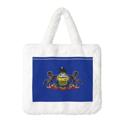 Pennsylvania Plüsch-Handtasche mit Staatsflagge, perfekt für Herbst und Winter, ideal als Münzbeutel, ideales Geschenk für Weihnachten und Valentinstag von SamLng