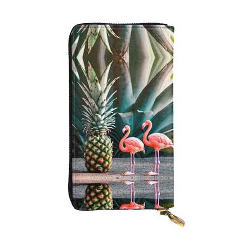 Pineapple Flamingo Print Leder Lange Clutch Geldbörse für Frauen - Mode und Leicht Wasserdicht Leder Geldbörse Schwarz Einheitsgröße, Schwarz , Einheitsgröße von SamLng