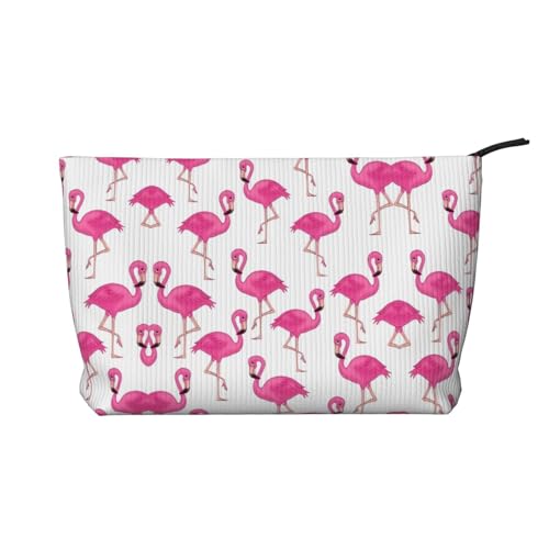 Pink Flamingo Make-up-Tasche aus Cord – Kosmetik- und Kulturbeutel mit Reißverschluss – praktische Tasche für Damen-Make-up von SamLng