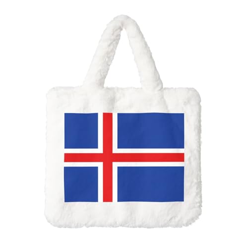 Plüsch-Handtasche mit Flagge Islands – perfekt für Herbst & Winter, ideal als Münzbeutel, ideales Geschenk für Weihnachten und Valentinstag von SamLng