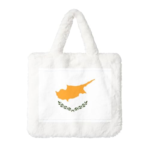 Plüsch-Handtasche mit Flagge Zyperns – perfekt für Herbst & Winter, ideal als Münzbeutel, ideales Geschenk für Weihnachten und Valentinstag von SamLng