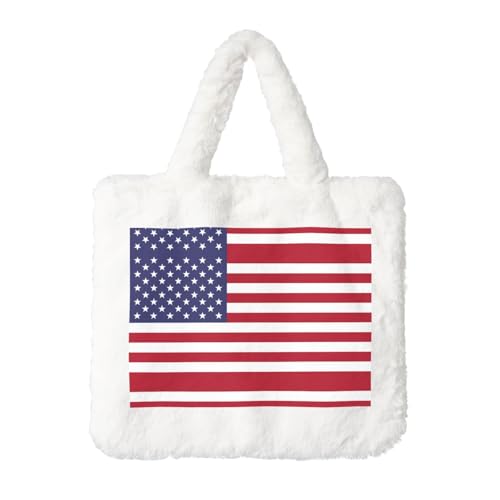 Plüsch-Handtasche mit amerikanischer Flagge, perfekt für Herbst und Winter, ideal als Münztasche, ideales Geschenk für Weihnachten und Valentinstag von SamLng