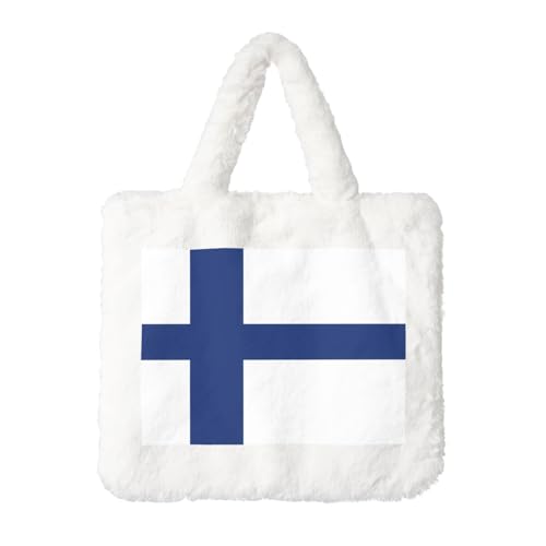 Plüsch-Handtasche mit finnischer Flagge, perfekt für Herbst und Winter, ideal als Münzbeutel, ideales Geschenk für Weihnachten und Valentinstag, Weiß, Einheitsgröße von SamLng