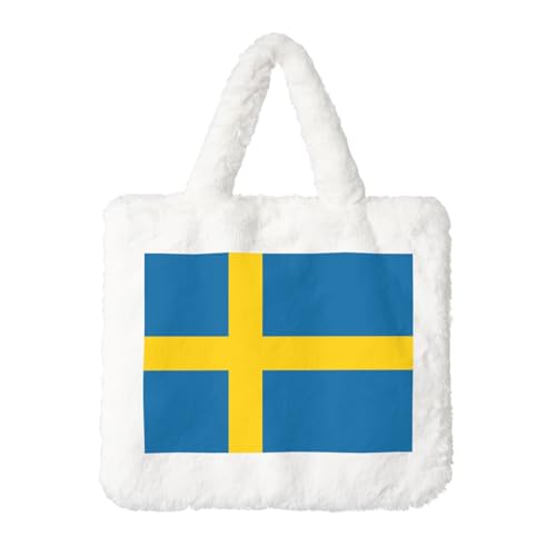 Plüsch-Handtasche mit schwedischer Flagge, perfekt für Herbst und Winter, ideal als Münztasche, ideales Geschenk für Weihnachten und Valentinstag von SamLng