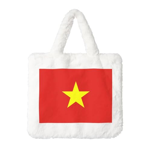 Plüsch-Handtasche mit vietnamesischer Flagge, perfekt für Herbst und Winter, ideal als Münztasche, ideales Geschenk für Weihnachten und Valentinstag von SamLng
